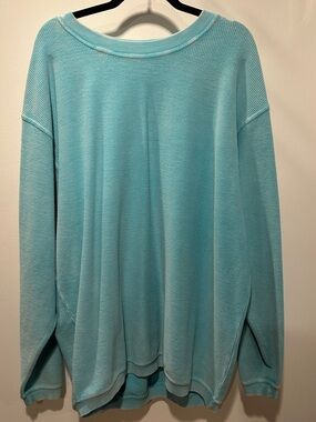NWOT MoonRyder Ribbed Sweatshirt Like Pullover in Aqua XL oversized